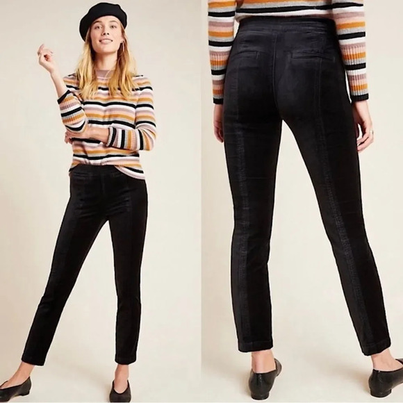 NEW Anthropologie The Essential Velvet Slim Trousers - Picture 1 of 11